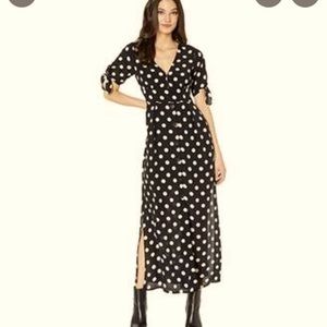 Black Pink/Tan Love Worn Polka dot Maxi Dress Black With Cherry Blossom Dots 4
